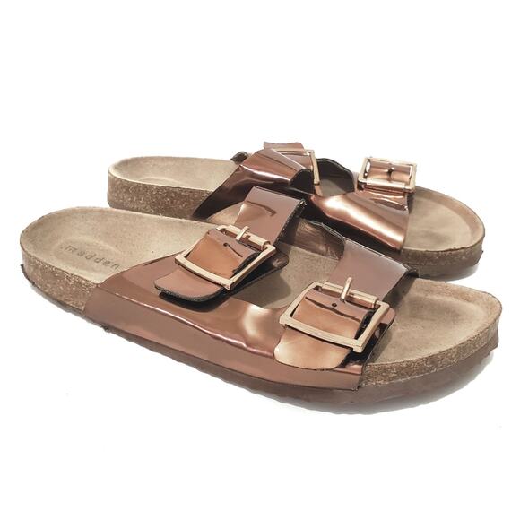 Steve Madden | Madden Girl G-Please Copper Brown Metallic Sandals - Picture 1 of 12